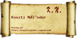Koszti Nándor névjegykártya